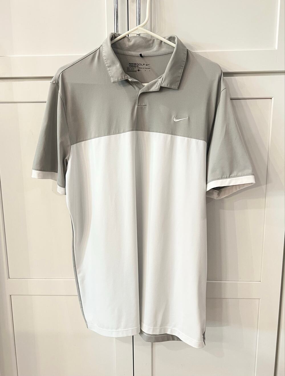 Nike Golf Polo Men’s L Gray White Short Sleeve Collar Shirt Top